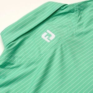 FootJoy Polo Shirt Mens Large Green Stripes FJ Golf Performance Short Sleeve